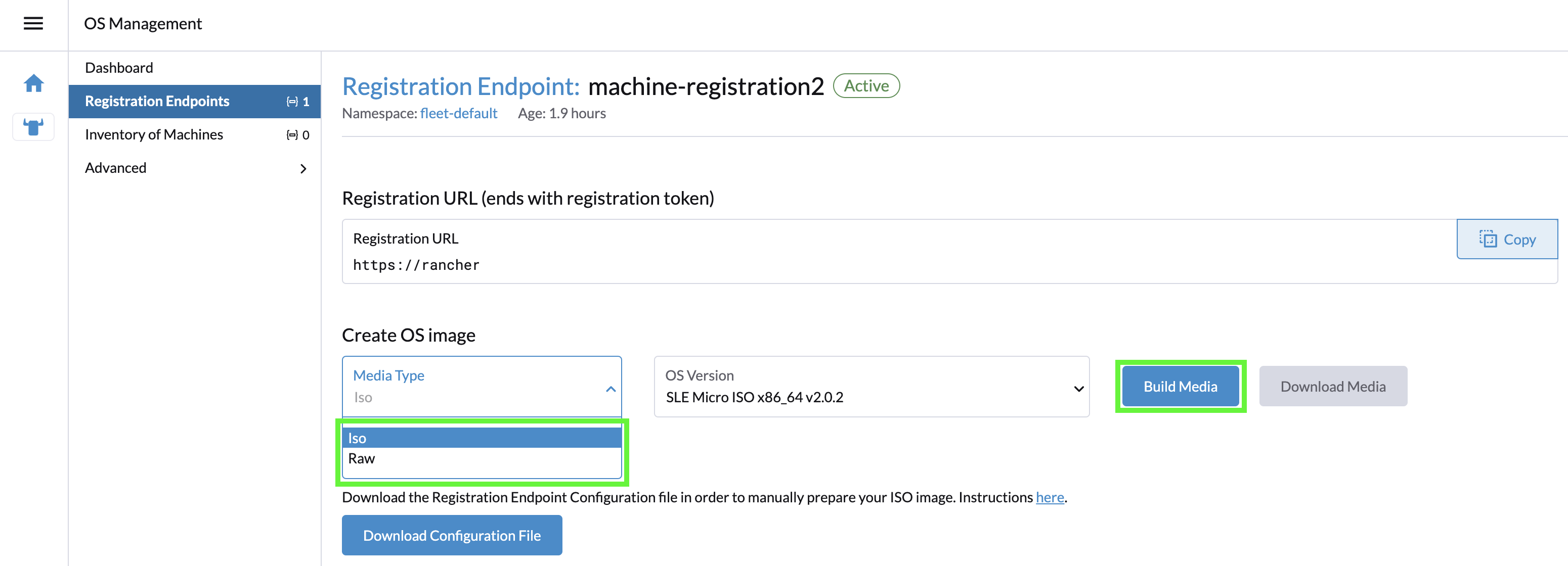 Build Media in Registration Endpoints